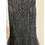 Sherri Hill Gown Formal Floor Length Black Mermaid Cap Sleeve Embellished Size 4 Photo 2
