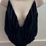 House of Harlow Revolve x 1960 Black Velvet Stripes Tie Front Bodysuit, size XS Photo 0