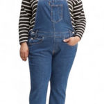 Levi's Bib Overalls Womens Plus 22W Dark Wash Blue Tapered Leg Stretch Photo 0