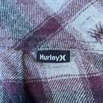Hurley Purple Burgundy Plaid Flannel Button Up Long Sleeve T-shirt Photo 5