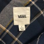 Vans  FLANNEL BUTTON DOWN TOP BLUES AND WHITE WITH YELLOW/GOLD STRIPE SIZE LARGE Photo 5