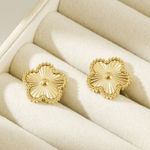 Boutique NEW Floral Etched Stud Earrings PVD Gold Plated 316L Statement Jewelry, 14.7 Photo 0