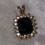 ROMAN Signed Vintage dark Costume Rhinestone Pendant for Necklace, sli Black Photo 0