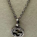 Gucci Textured Interlocking GG Pendant Necklace-Sterling Silver - Preowned Photo 0