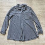 Soft Surroundings  Womens Plus PXS Roll Tab Sleeve Gray‎ Fleece Top 1/2 Button Photo 0