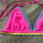 SheIn Fabulous Swimwear Sz S Bright Pink Bikini Top W Colorful Trim Photo 4