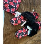 Victoria's Secret NEW  Slippers Floral Red Black L 9/10 Slipper Shoes sandals #61 Photo 2