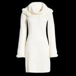 Eliza J NWT  Ivory Puff Ball Turtleneck Sweater‎ Dress Size XS Photo 4