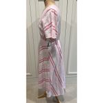 Sandra Darren  Striped Tea Length Dress MIDI Pink & White Dainty Baby Shower Photo 4