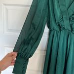 Mac Duggal Deep Emerald Green Split Bishop Sleeve Slit V-Neck Maxi Dress NWT 2 Photo 6