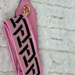 Versace Pink Nylon Leather La Greca Signature Embroidered Medusa Strap Photo 6