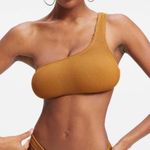 Good American Crinkle One Shoulder Bikini Swim Top Always Fits Brown Size 1/2 Photo 0