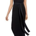 Theory Pleat Maxi Dress Black M Cotton Blend A Line Slip Lined Photo 7