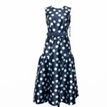 Kay Unger . Tinslee Tea Length Polka Dot Dress. Photo 1