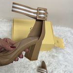 Cosy Island Brown Striped Block Heel Sandals with padded foot bed Tan Size 7.5 Photo 2