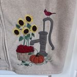 Baxter & Wells Fleece Oat Pumkin Sunflower and bird Fall Full Zip Vest XL Tan Photo 1