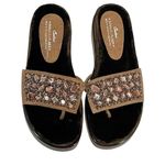 Donald J Pliner Fifi Brown Velvet Bedazzled Platform Slide Women’s Size 9.5 Photo 0