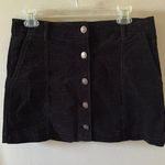 Black Corduroy Button Up Mini Skirt Size L Photo 0
