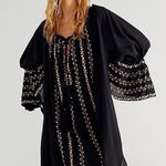 NEW By Timo Cotton Embroidery Tassel Dress in Black Size L Photo 0