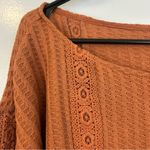 Free People  Cropped Thermal Waffle Lace Orange/Brown Long Sleeve Top Size XS Photo 2