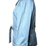 Talbots  Italian Fabric Belted Short Trench Coat Jacket Pewter Utility $188 Sz 6 Photo 2