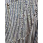 Miss Elaine Seersucker Lounger Embroidered Flowers Zip Front House Dress L Blue Size L Photo 2
