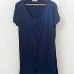 Ekouaer Short Sleeve Button Down Nightgown Blue V Photo 0