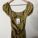 12th Tribe NWT  Midori Olive Green Satin Cutout Jumpsuit Womens Size S Photo 5