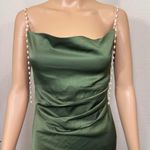 Elegant Green Midi Dress with Pearl Straps Photo 2