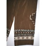 Womens Worth New York $498 4 USA Print Silk Pants Brown White Wide Ethnic Border Photo 4