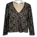 EXPRESS  Tricot Black Lace V-Neck Long Sleeve Top Size M Photo 0