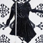 Topshop  Velvet Burnout Polka Dot Asymmetrical Hem Mini Dress in Black Size 6 Photo 8