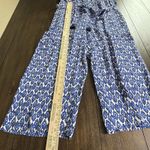 Talbots New Jumpsuit Size 8 P Womens Blue White Geometric Ikat Viscose Photo 5
