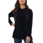 Jones New York NEW  Womens Black Velvet Long Sleeve Cowl Pullover Sweater sz S Photo 1