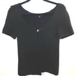 Banana Republic Black Textured Cardigan One Button Open Front Layering Medium Photo 0