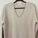 Z Supply  Quilted V Neck Weekender Oversized Sweatshirt in‎ Almond Size Medium Photo 6