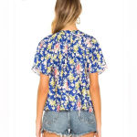 Tularosa  NWT Daisy Top in‎ Cobalt Mixed Floral Small Photo 1