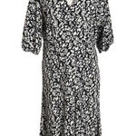 Womens Floral Print Midi Dress Pernilla Wahlgren Size M Black Modest‎ Faux Wrap Size M Photo 0