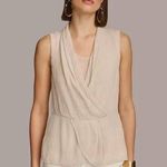 Donna Karan  New York Women's Faux-Wrap Sleeveless Top Tan Sand Sz XL #14 Photo 7