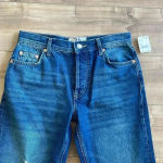 Free People NWT  We The Free Maggie Mid Rise Straight In Sequoia Blue Sz 25 Photo 4