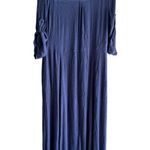 Woman Within Size 14W Blue Button-Front Maxi Dress Roll-Tab Sleeves Photo 1