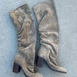 Free People  Elle Suede Leather Beige Souchy Heeled Knee High Boots Size 40 Photo 0