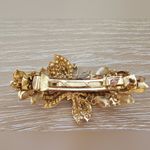 Yellow Brown Rhinestone Butterfly Gold Tone Metal Large Hair Barrette Hair Clip Photo 2