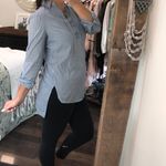 Como Black medium blue striped lace up blouse Photo 2