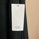 Tobi  Black V Neck Middle Midi Dress with Slit Tie Sleeves Photo 6
