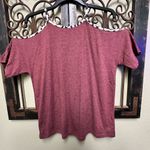 Boutique Women’s  burgandy/cheetah print cold shoulder top Photo 1