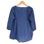 G.H. Bass &Co. G.H. Bass & Co. | Large | Navy Blue Embroidered 3/4 Sleeve Split Neck Tunic Photo 3