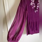 White House | Black Market 🌞 Maroon Embroidered Floral Lace Long Sleeve Blouse #Gr Photo 5