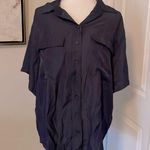 Urban Outfitters Cute Navy Long Flowy Short Sleeve Blouse Top Photo 0