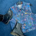 Loft Rainbow Painted Jean Vest Photo 2